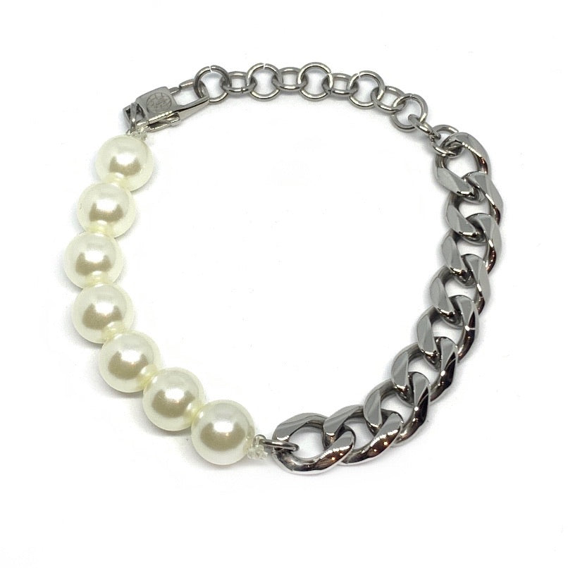 UNISEX Pearl & Cuban Bracelet | 50/50 Bracelet  | Seams Jewelry
